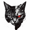 Halb-Katze Cyborg-Katze