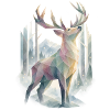 Pastell-Polygonhirsch im Winterwald