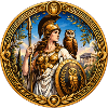 Athene mit Speer, Schild und Eulen