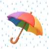 Regenbogen Regenschirm im Regen