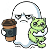 Halloween Kaffee Geist mit Zombie Katze