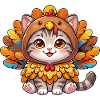 Herbst-Herbst-Katze im Truthahn Thanksgiving