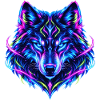 Leuchtender Neon Wolf