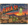 Grüße aus Area 51 – Retro-Alien-Postkarte