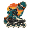Inline Skating & Skateboard im Retro-Stil