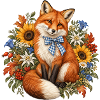 Fuchs mit Trachtenschleife & Alpenblumen