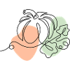 Abstrakte Linienformen mit Farbklecksen