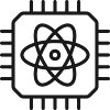 KI-Quantencomputing-Mikrochip-Liniensymbol