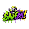 Saufen Neon Graffiti Bierkan
