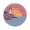 Küstenleuchtturm Sonnenuntergang Patch