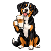 Entlebucher Sennenhund mit Latte Macchiato