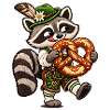 Waschbär mit Brezel 