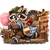 Waschbär mit Volksfest-Süßigkeiten 