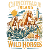 Chincoteague Wildpferde am Leuchtturm
