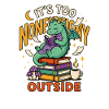 Drachen liest draußen gemütliche Bücher