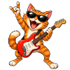 Rocker  Katze mit Gitarre
