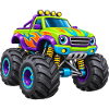 Bunter Monstertruck Flammen-Design