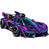 Lila Neon-Supersportwagen