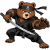 Ninja Bär mit Katana – Samurai Kämpfer