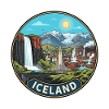Island-Reiseabzeichen Skogafoss-Wasserfallvulkan