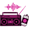 Neon Boombox Radio Grafik