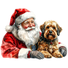Weihnachtsmann und Hund Aquarell