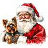 Weihnachtsmann- und Yorkshire Terrier-Kunst