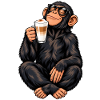 Schimpanse mit Latte Macchiato