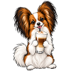 Schmetterlingshund Papillon mit Latte Macchiato
