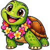 Fröhliche Schildkröte mit Hibiskus