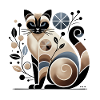 Beige-blaue abstrakte Siamkatze