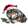 Weihnachtswolf-Weihnachtsmützen-Kunst