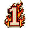 Zahl 1 im Flammen Patch-Look 