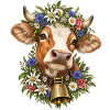Kuh mit Blumenkrone – Alpenliebe & Tracht