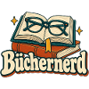 Büchernerd – Bücher mit Lesebrille im Retro-Stil