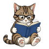 Lesende Katze mit Brille – Bücherwurm