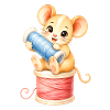 Maus mit Garnknäuel