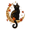 Black Cat Hugging Pumpkin