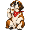 Bernhardiner mit Latte Macchiato