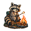 Waschbär am Lagerfeuer