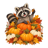 Waschbär im Kürbisfeld