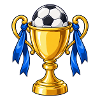 Fußballpokal mit blauen Bändern
