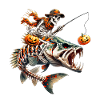 Skelettpirat auf Feuriger Monsterfisch