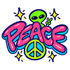 Peace Alien – Retro Neon Friedenszeichen