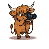 Highland Cow Photographer Cartoon