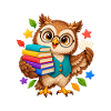 Lernende Eule mit Büchern