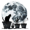 Mondkatze im Nachtgarten