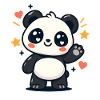 Panda kawaii winkt mit Sternen