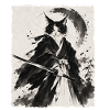 Katzen Samurai im Tintenstil