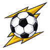 Fußball mit gelben Blitzen